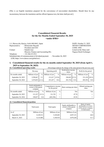 Thumbnail Denso Financial Statement 2026-h1