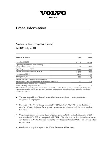 Thumbnail Volvo Group Financial Statement 2001-q1