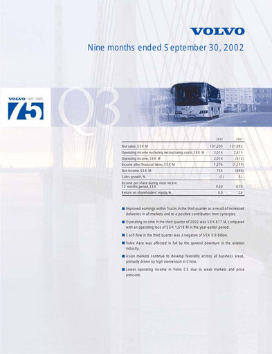 Thumbnail Volvo Group Financial Statement 2002-9m