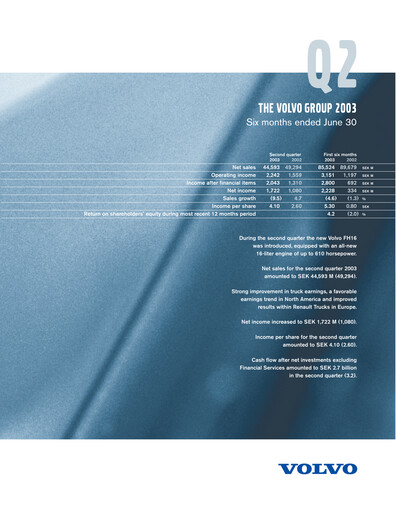 Thumbnail Volvo Group Financial Statement 2003-h1