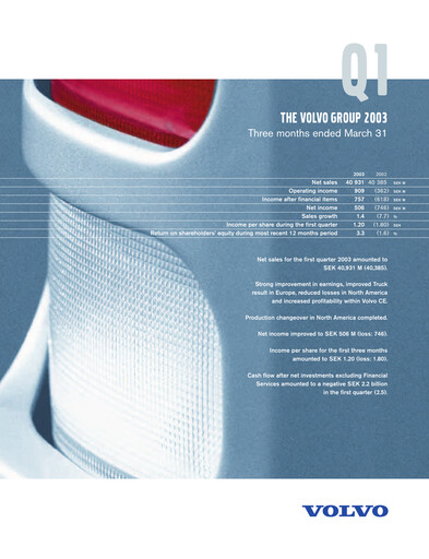 Thumbnail Volvo Group Financial Statement 2003-q1