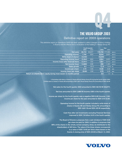 Thumbnail Volvo Group Financial Statement 2003