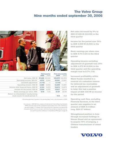 Thumbnail Volvo Group Financial Statement 2006-9m