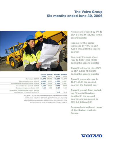 Thumbnail Volvo Group Financial Statement 2006-h1
