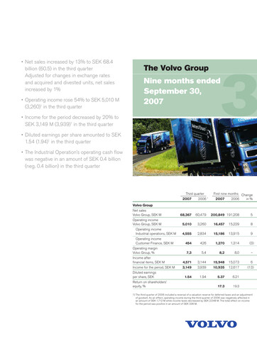 Thumbnail Volvo Group Financial Statement 2007-9m