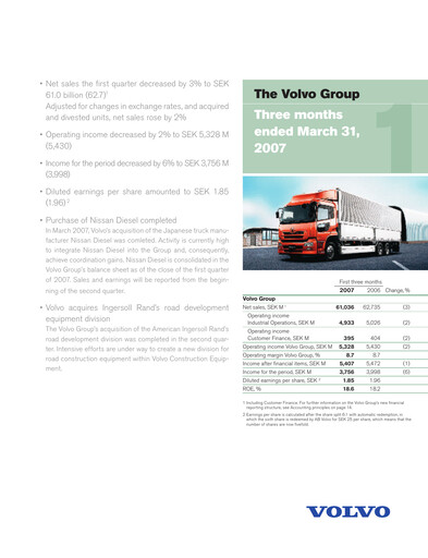 Thumbnail Volvo Group Financial Statement 2007-q1