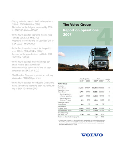 Thumbnail Volvo Group Financial Statement 2007