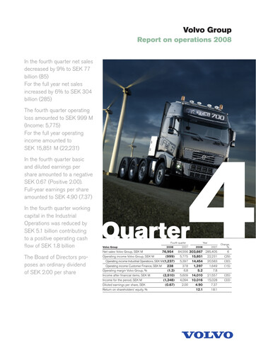 Thumbnail Volvo Group Financial Statement 2008