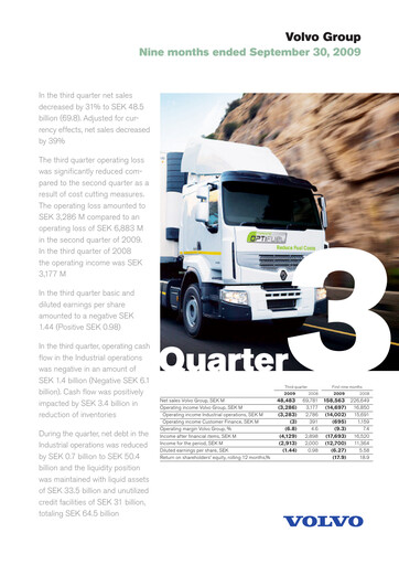 Thumbnail Volvo Group Financial Statement 2009-9m