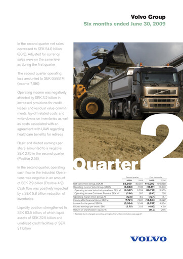 Thumbnail Volvo Group Financial Statement 2009-h1