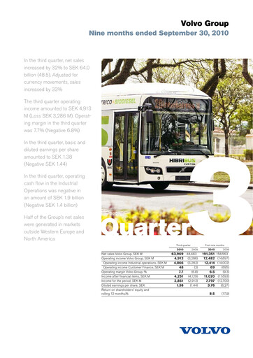 Thumbnail Volvo Group Financial Statement 2010-9m