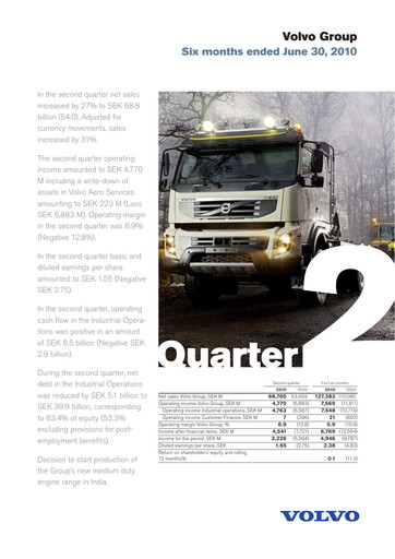 Thumbnail Volvo Group Financial Statement 2010-h1