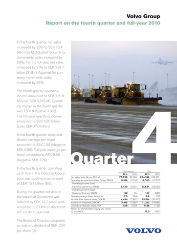 Thumbnail Volvo Group Financial Statement 2010