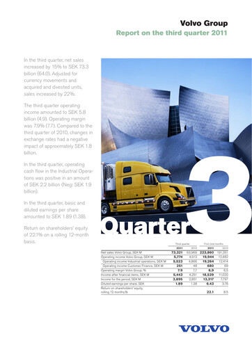 Thumbnail Volvo Group Financial Statement 2011-9m