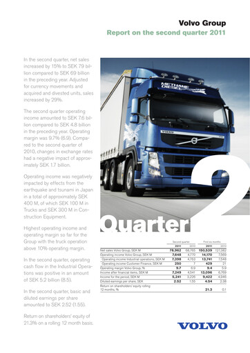 Thumbnail Volvo Group Financial Statement 2011-h1