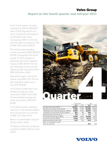Thumbnail Volvo Group Financial Statement 2011