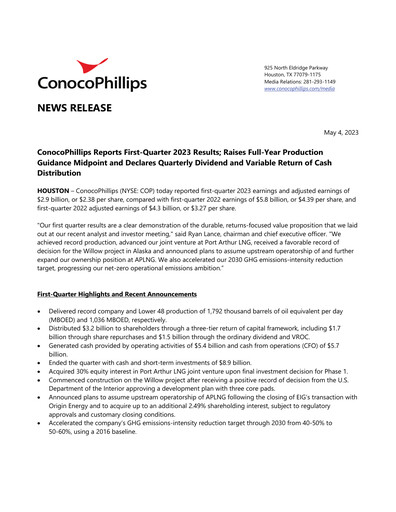 Thumbnail ConocoPhillips Quarterly Report 2023-q1