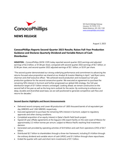 Thumbnail ConocoPhillips Quarterly Report 2023-q2