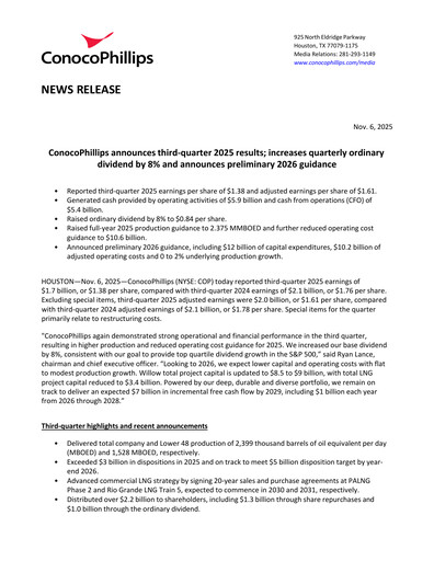 Thumbnail ConocoPhillips Quarterly Report 2025-q3