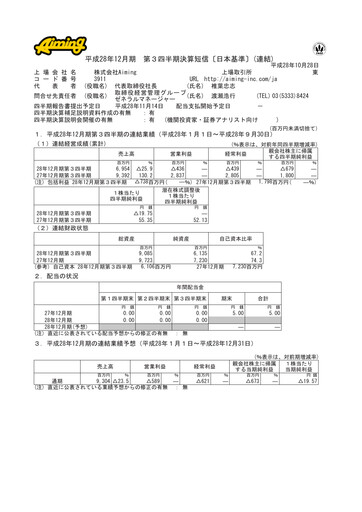 Miniature Aiming Inc Rapport trimestriel 2016-q3