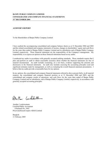 Thumbnail Banpu Public Company Financial Statement 2004