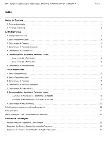 Thumbnail Diagnosticos da America (DASA) Financial Statement 2019