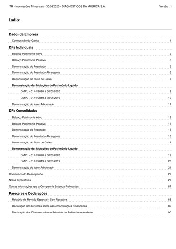 Thumbnail Diagnosticos da America (DASA) Quarterly Report 2020-q3