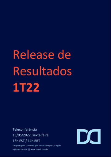 Thumbnail Diagnosticos da America (DASA) Quarterly Report 2022-q1