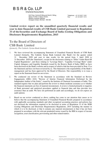 Thumbnail CSB Bank
 Quarterly Report 2020-q3