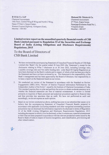 Thumbnail CSB Bank
 Quarterly Report 2022-q1