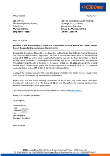 Thumbnail CSB Bank
 Quarterly Report 2023-q1