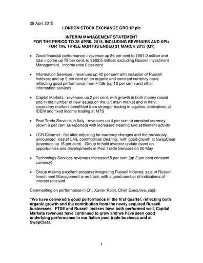 Thumbnail London Stock Exchange Quarterly Report 2015-q1
