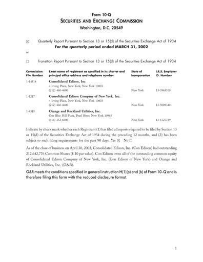 Thumbnail Consolidated Edison Quarterly Report 2002-q1