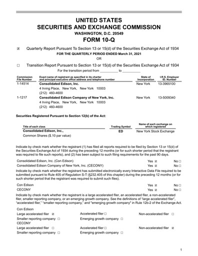 Thumbnail Consolidated Edison Quarterly Report 2021-q1