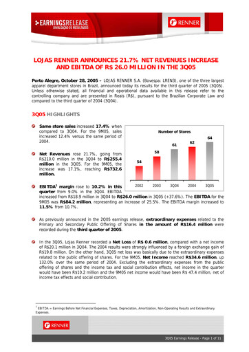 Thumbnail Lojas Renner Quarterly Report 2005-q3
