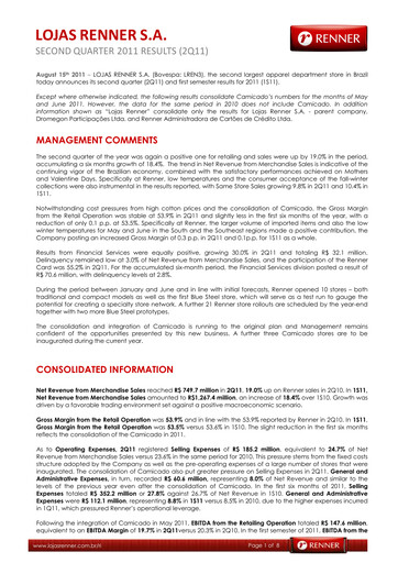 Thumbnail Lojas Renner Quarterly Report 2011-q2