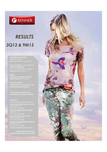 Thumbnail Lojas Renner Quarterly Report 2013-q3