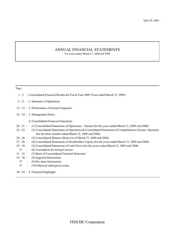 Thumbnail Itōchū Shōji Financial Statement 2008