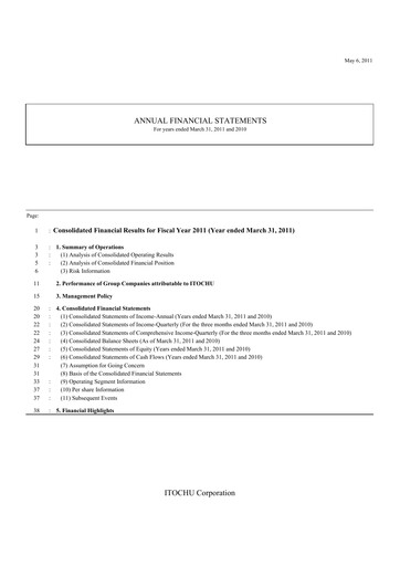 Thumbnail Itōchū Shōji Financial Statement 2010