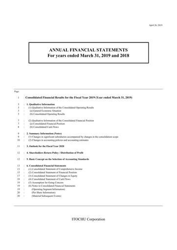 Thumbnail Itōchū Shōji Financial Statement 2018