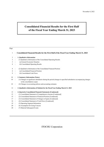Thumbnail Itōchū Shōji Financial Statement 2022-h1