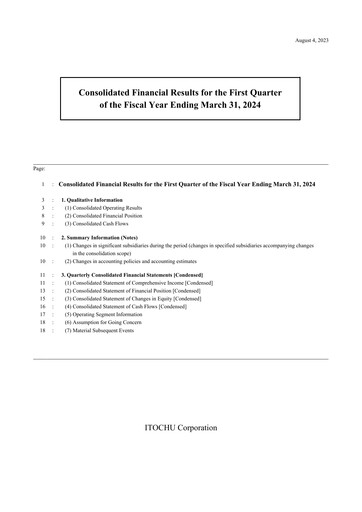 Thumbnail Itōchū Shōji Financial Statement 2023-q1