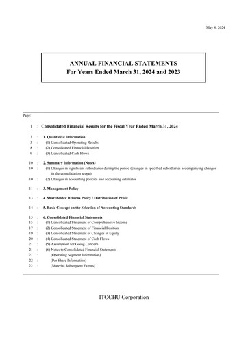 Thumbnail Itōchū Shōji Financial Statement 2023
