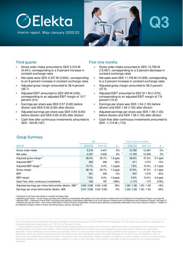 Thumbnail Elekta AB Quarterly Report 2022-q3