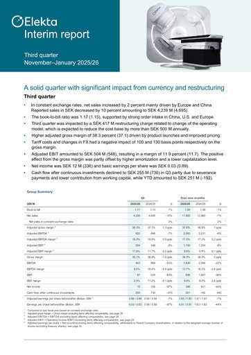 Thumbnail Elekta AB Quarterly Report 2025-q3