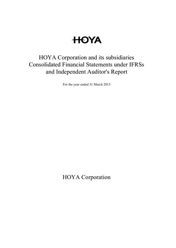 Thumbnail Hoya Financial Statement 2012