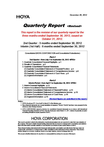 Thumbnail Hoya Quarterly Report 2012-q2