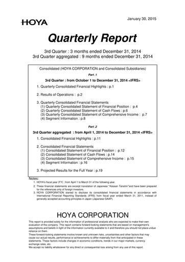 Thumbnail Hoya Quarterly Report 2014-q3