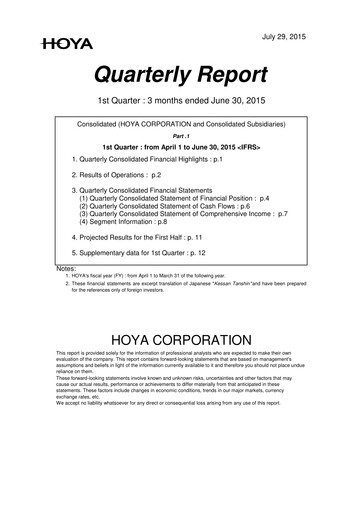 Thumbnail Hoya Quarterly Report 2015-q1