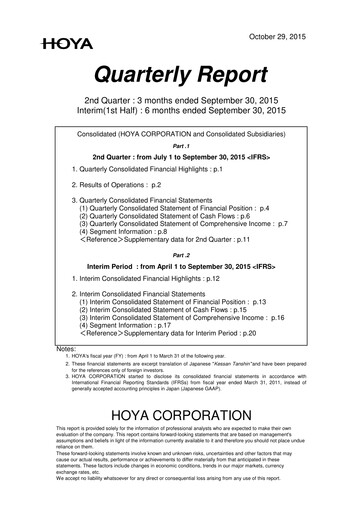 Thumbnail Hoya Quarterly Report 2015-q2